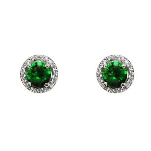 Isla Emerald Round Halo CZ Stud Earrings - 10mm | 1.2ct