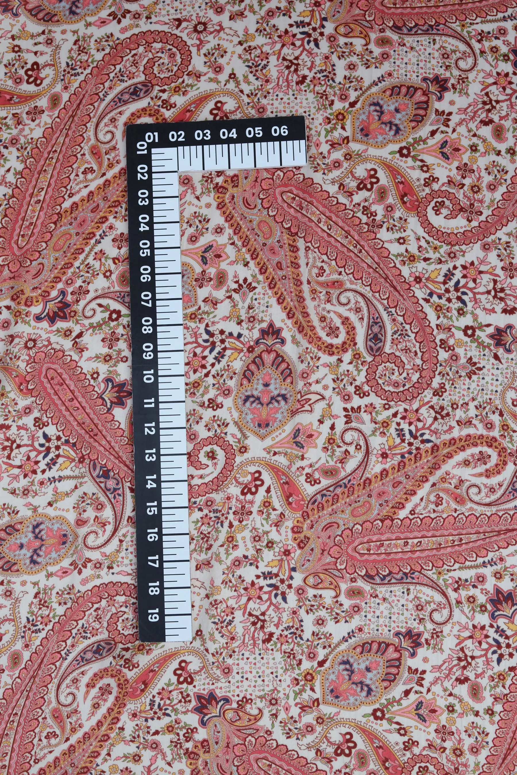 Ivory Paisley Printed Gaji Silk Fabric