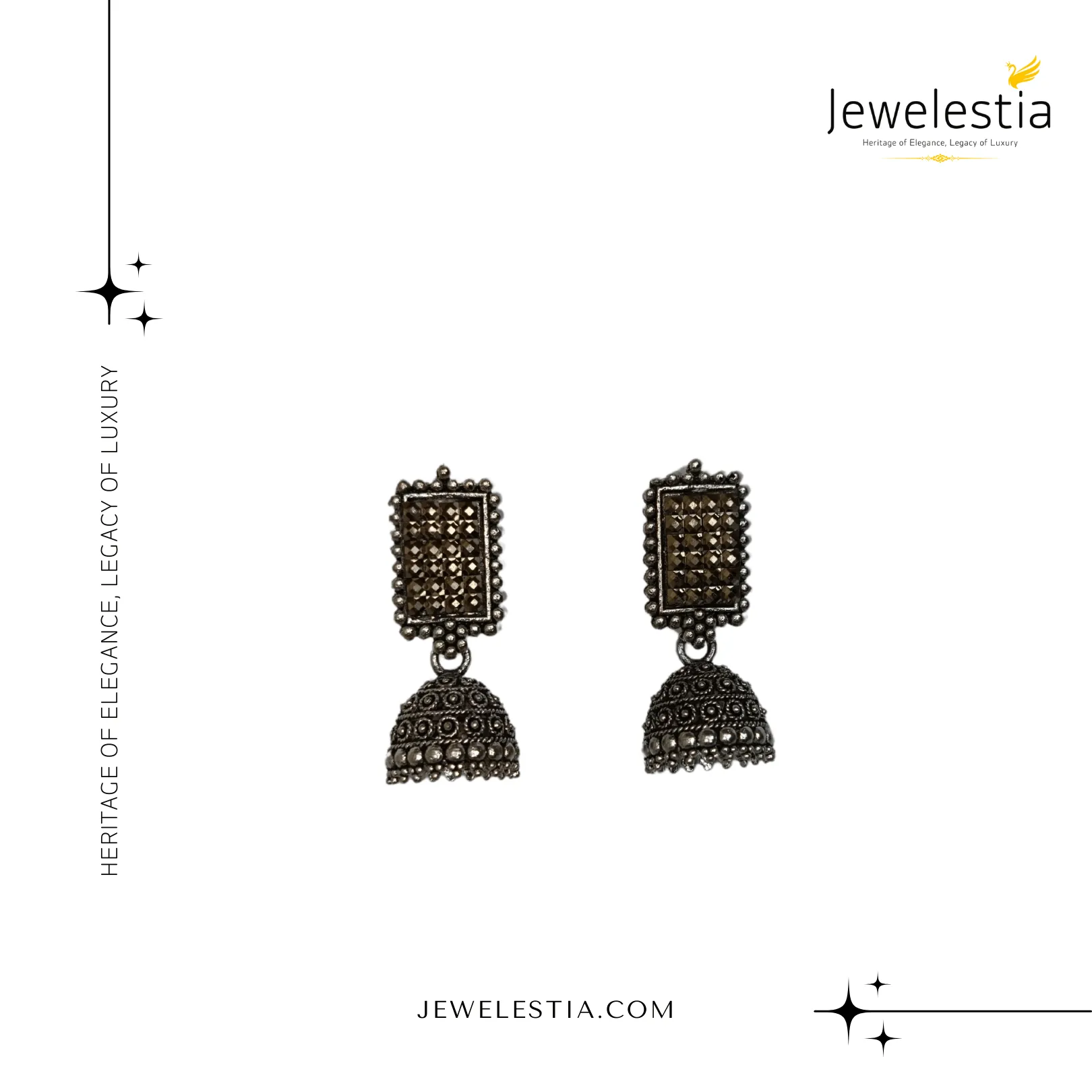 Jewelestia Antique Silver Jhumka Earrings