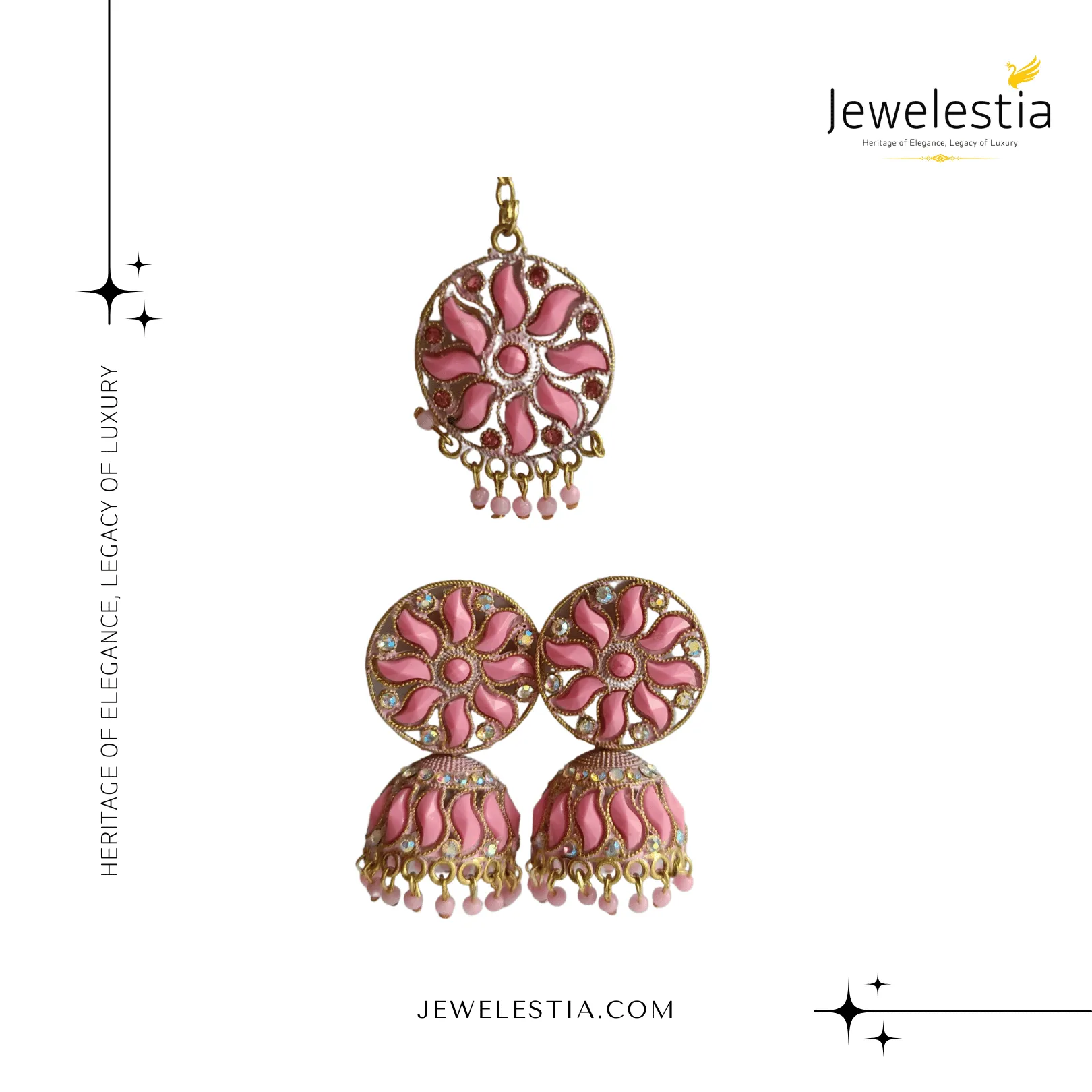 Jewelestia Blossom Pink Jhumka Set