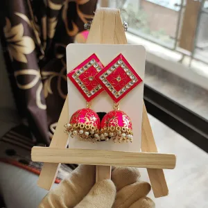 Jewelestia Royal Red Square Jhumka Earrings