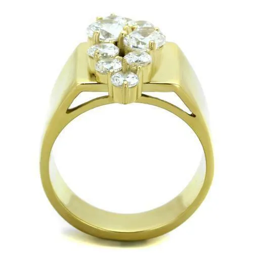 Jewellery Kingdom Cluster Long Cz Clear Steel 18kt Ladies Sparkling 4 Carat Ring (Gold)