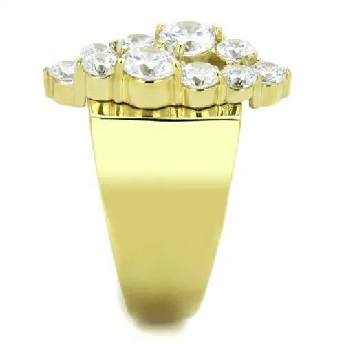 Jewellery Kingdom Cluster Long Cz Clear Steel 18kt Ladies Sparkling 4 Carat Ring (Gold)