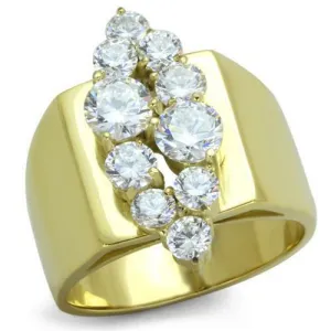 Jewellery Kingdom Cluster Long Cz Clear Steel 18kt Ladies Sparkling 4 Carat Ring (Gold)