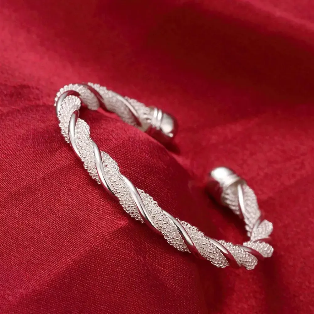 korean fashion 925 sterling Silver Bracelets fine Twisted wire bangles for Women Party luxury wedding accessories Jewelry