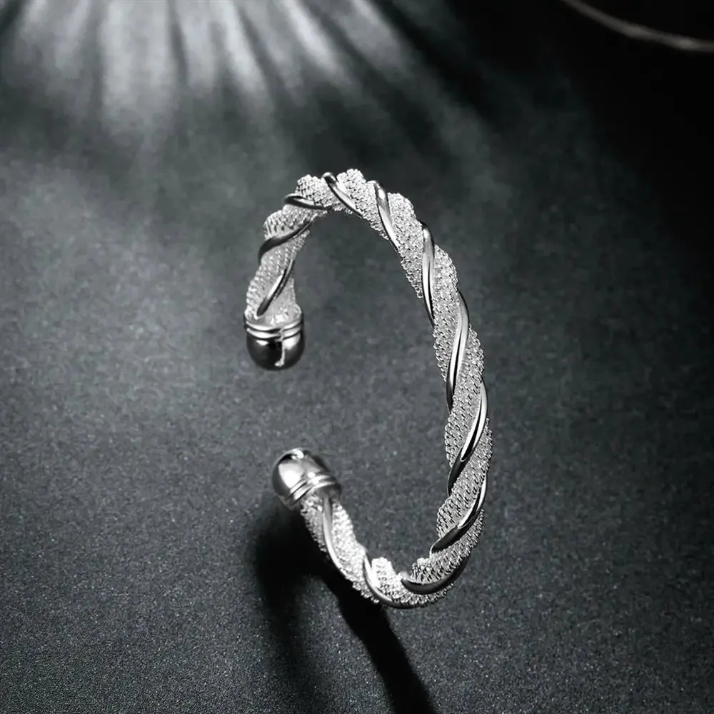 korean fashion 925 sterling Silver Bracelets fine Twisted wire bangles for Women Party luxury wedding accessories Jewelry