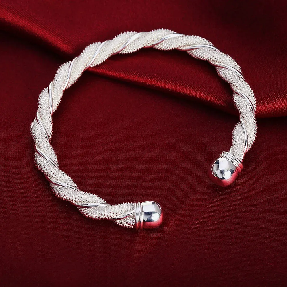 korean fashion 925 sterling Silver Bracelets fine Twisted wire bangles for Women Party luxury wedding accessories Jewelry