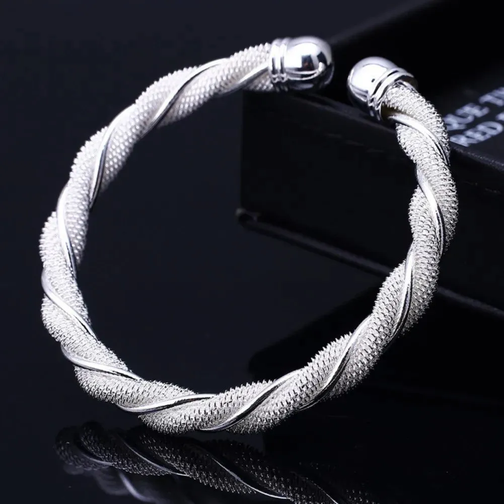 korean fashion 925 sterling Silver Bracelets fine Twisted wire bangles for Women Party luxury wedding accessories Jewelry