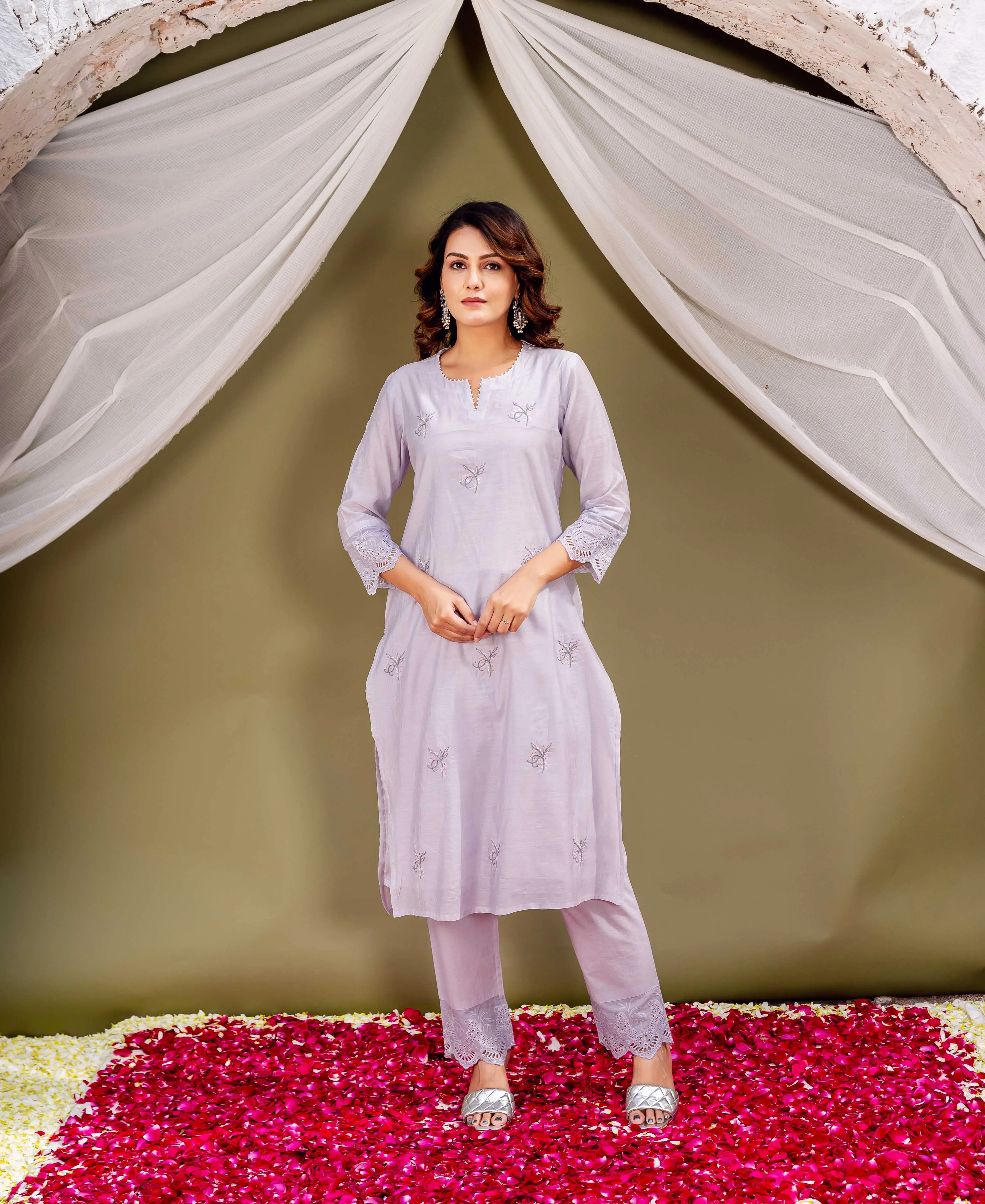 Lavender Chanderi Silk Essence Kurta