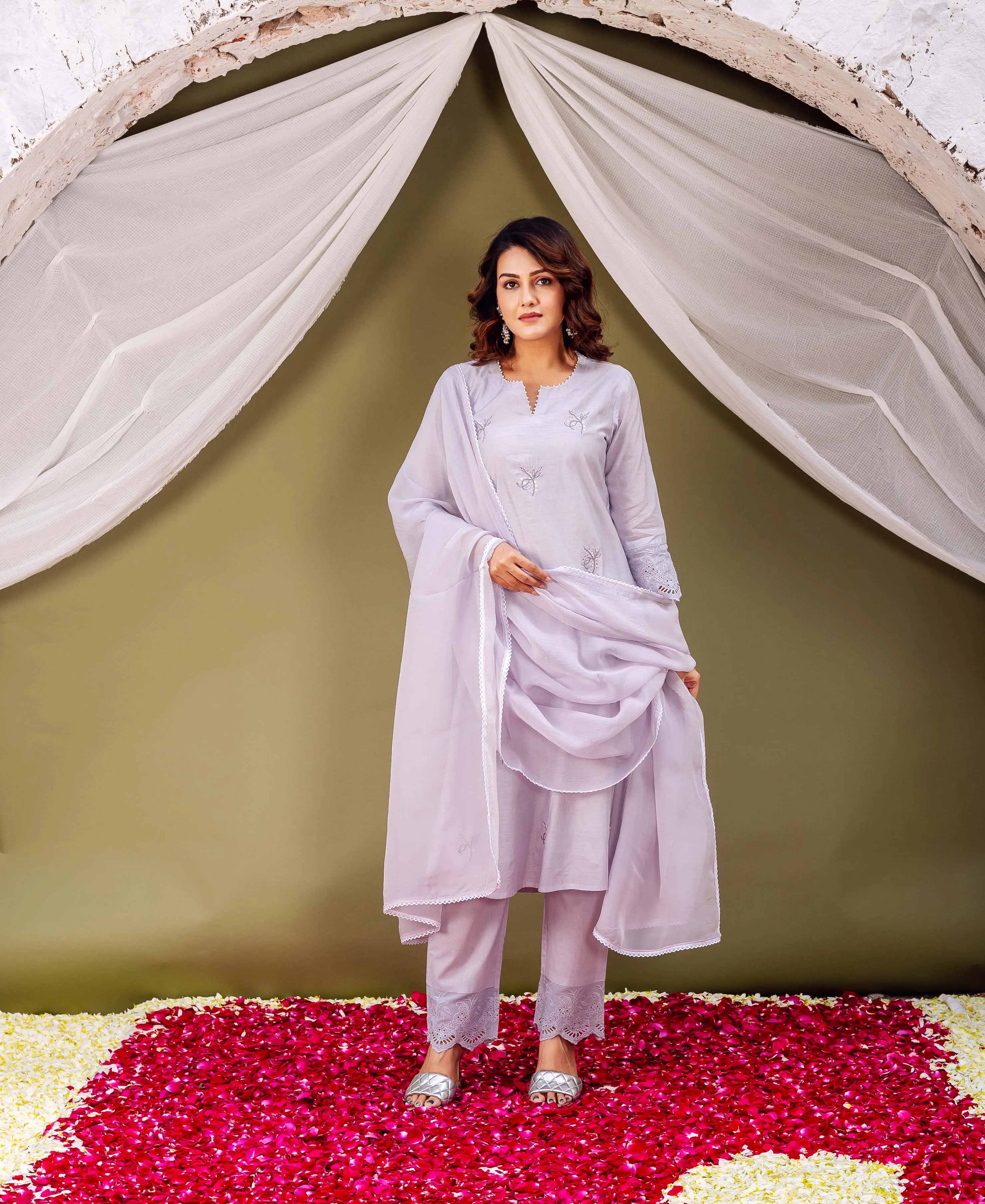 Lavender Chanderi Silk Essence Kurta