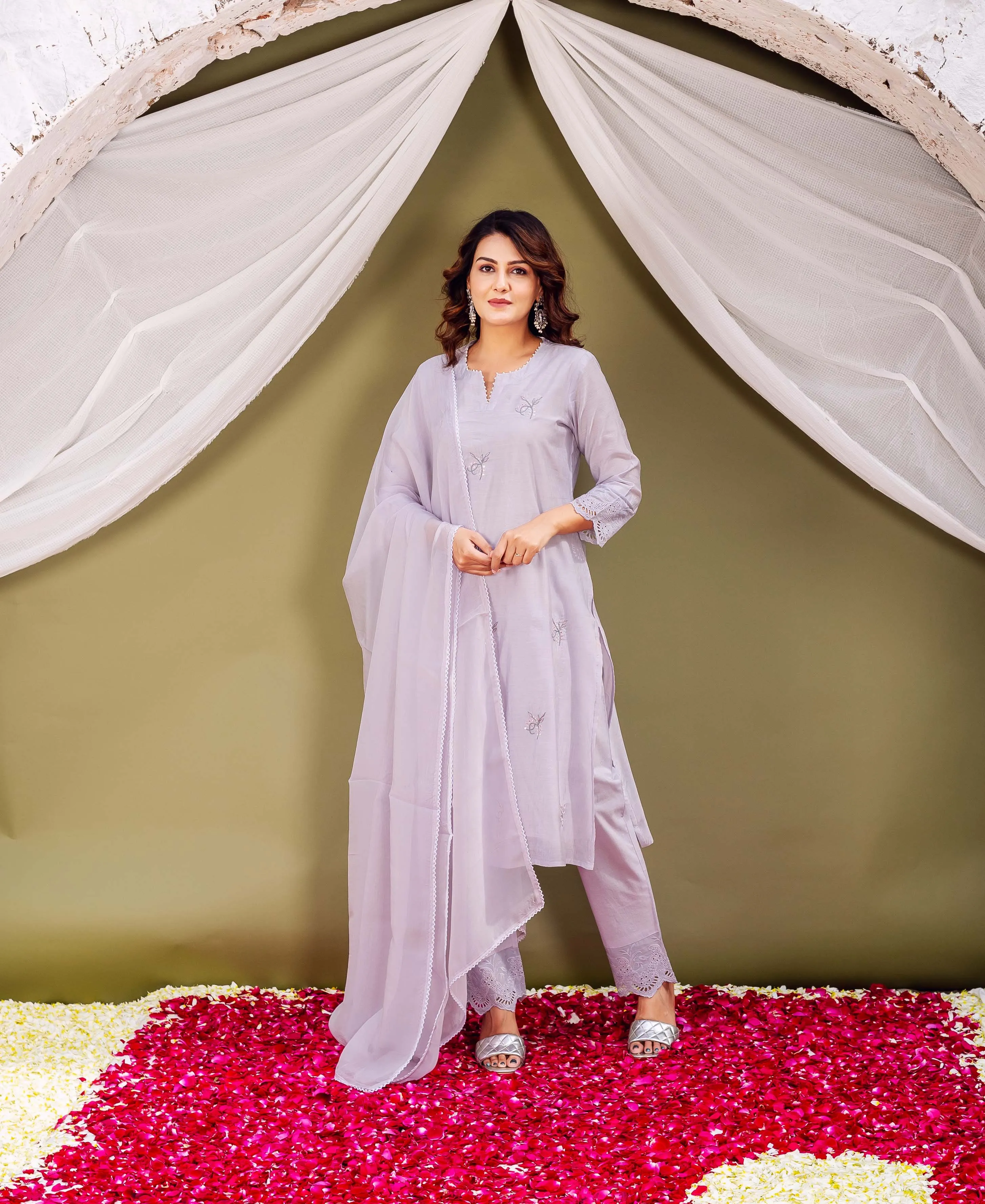 Lavender Chanderi Silk Essence Kurta