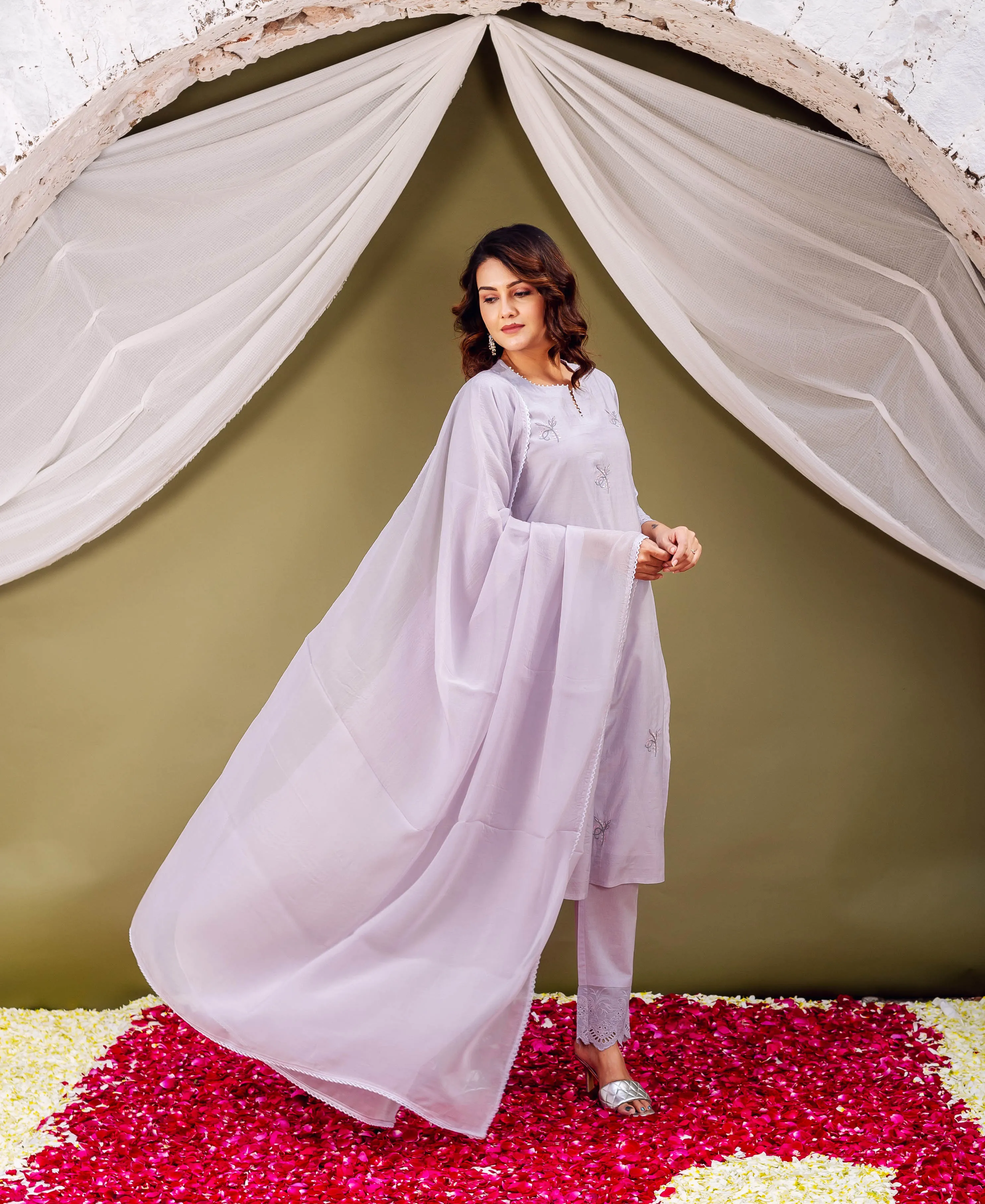 Lavender Chanderi Silk Essence Kurta