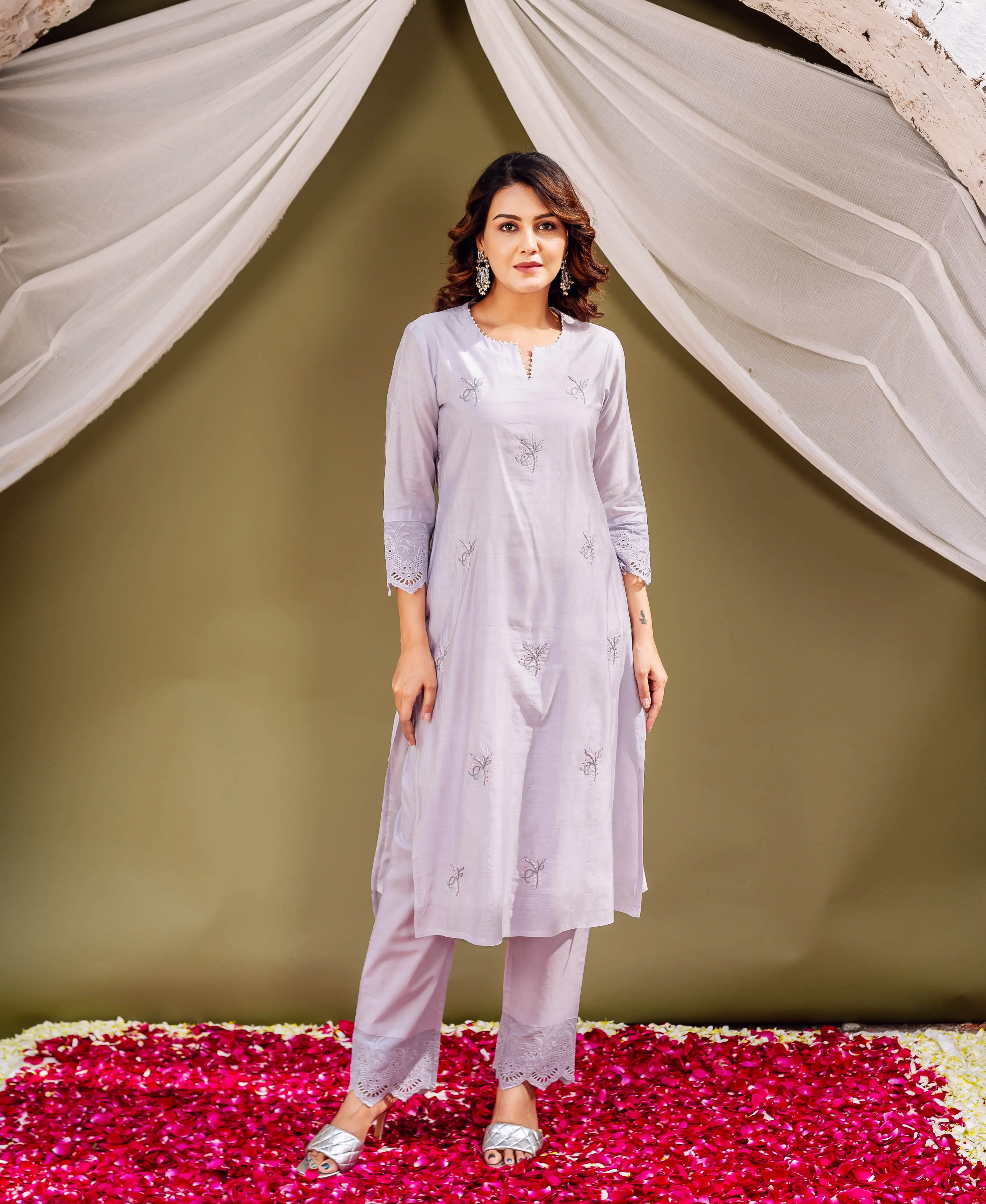 Lavender Chanderi Silk Essence Kurta