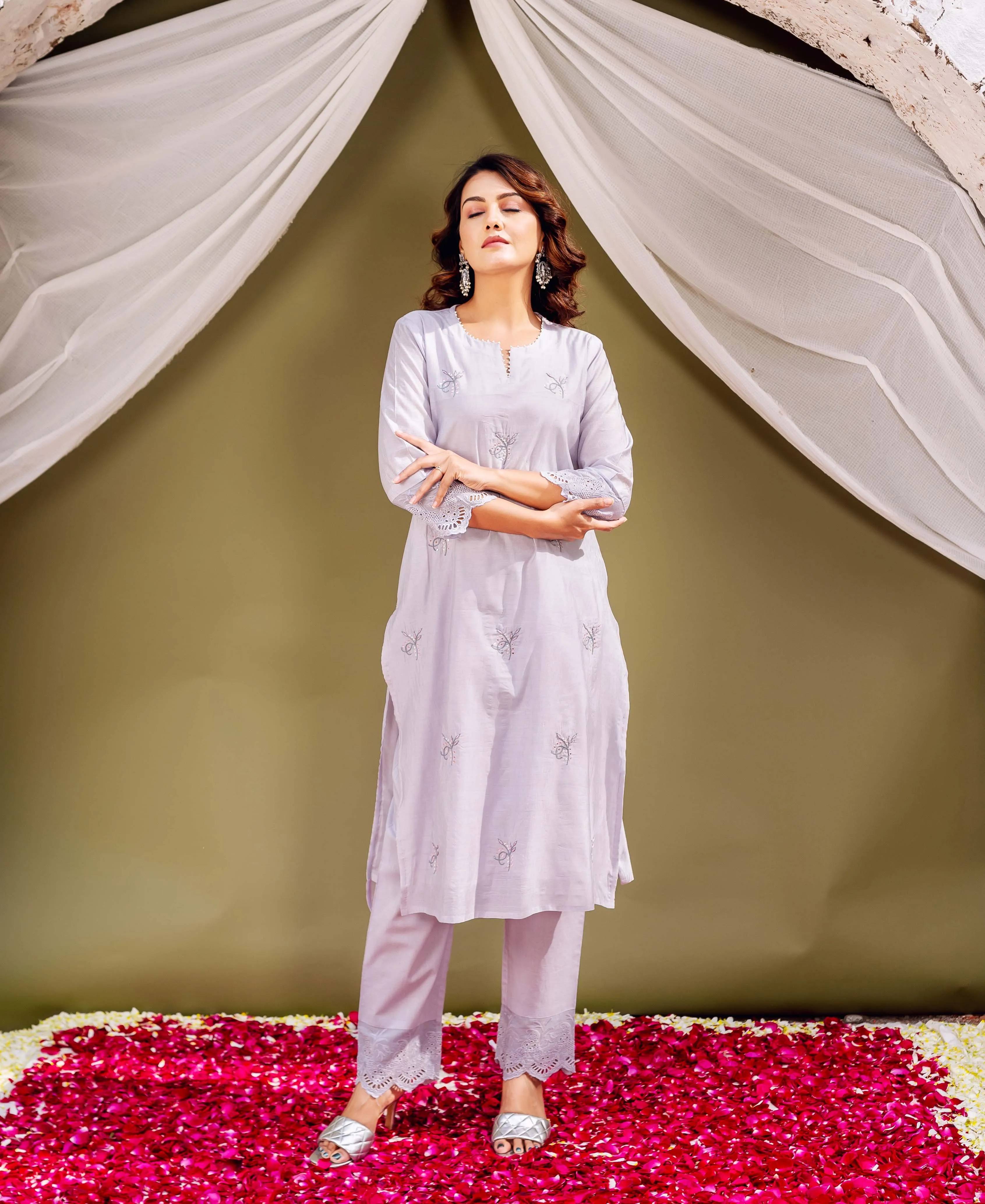 Lavender Chanderi Silk Essence Kurta