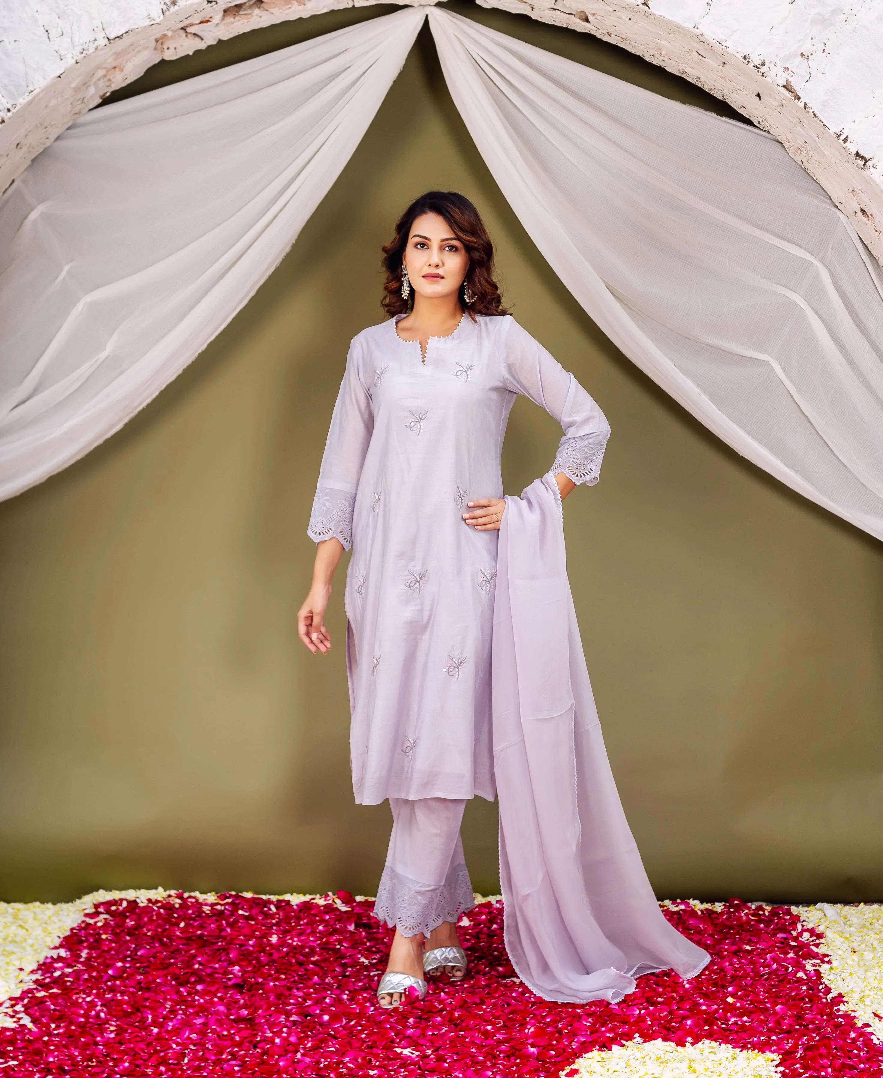 Lavender Chanderi Silk Essence Kurta