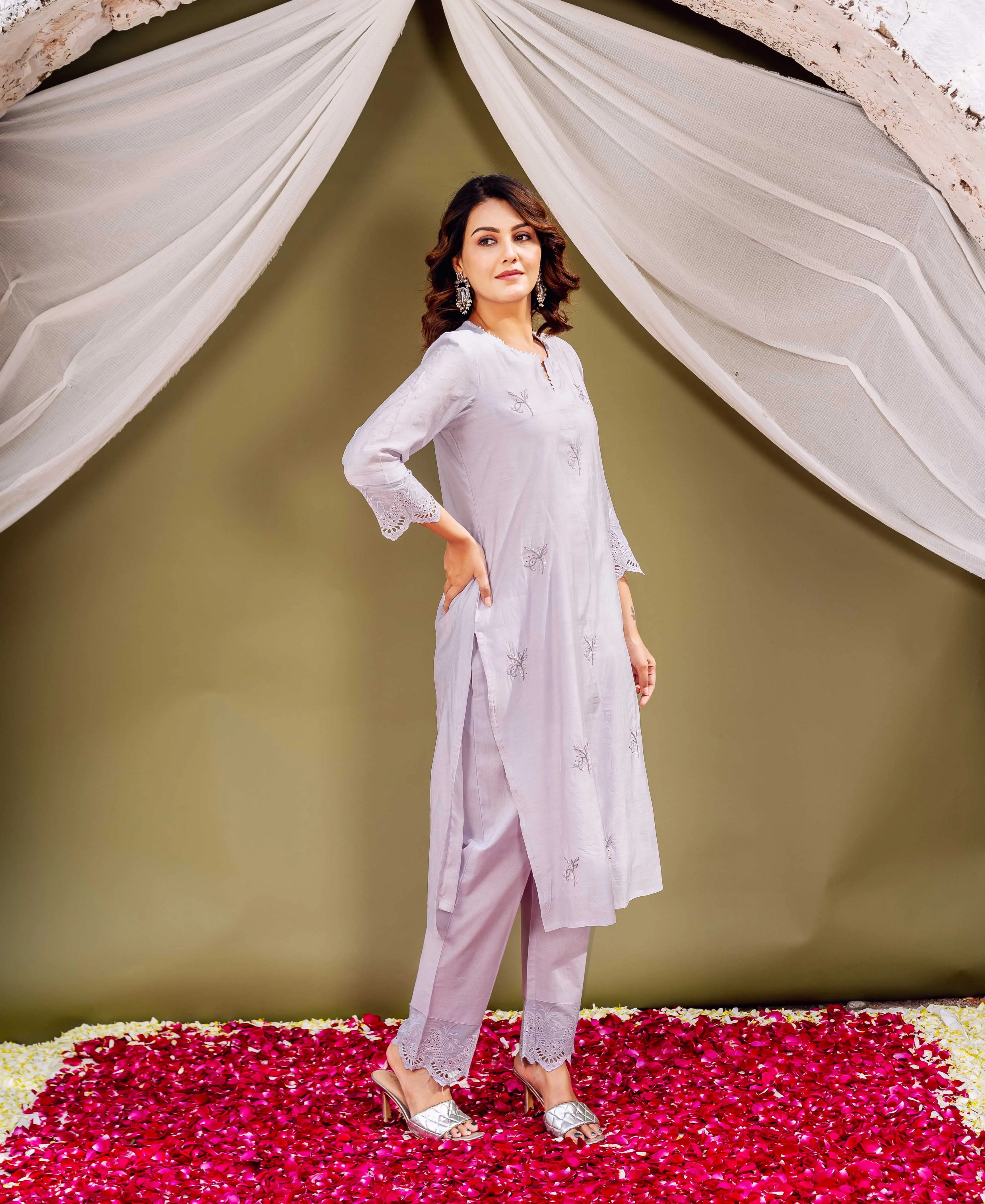 Lavender Chanderi Silk Essence Kurta