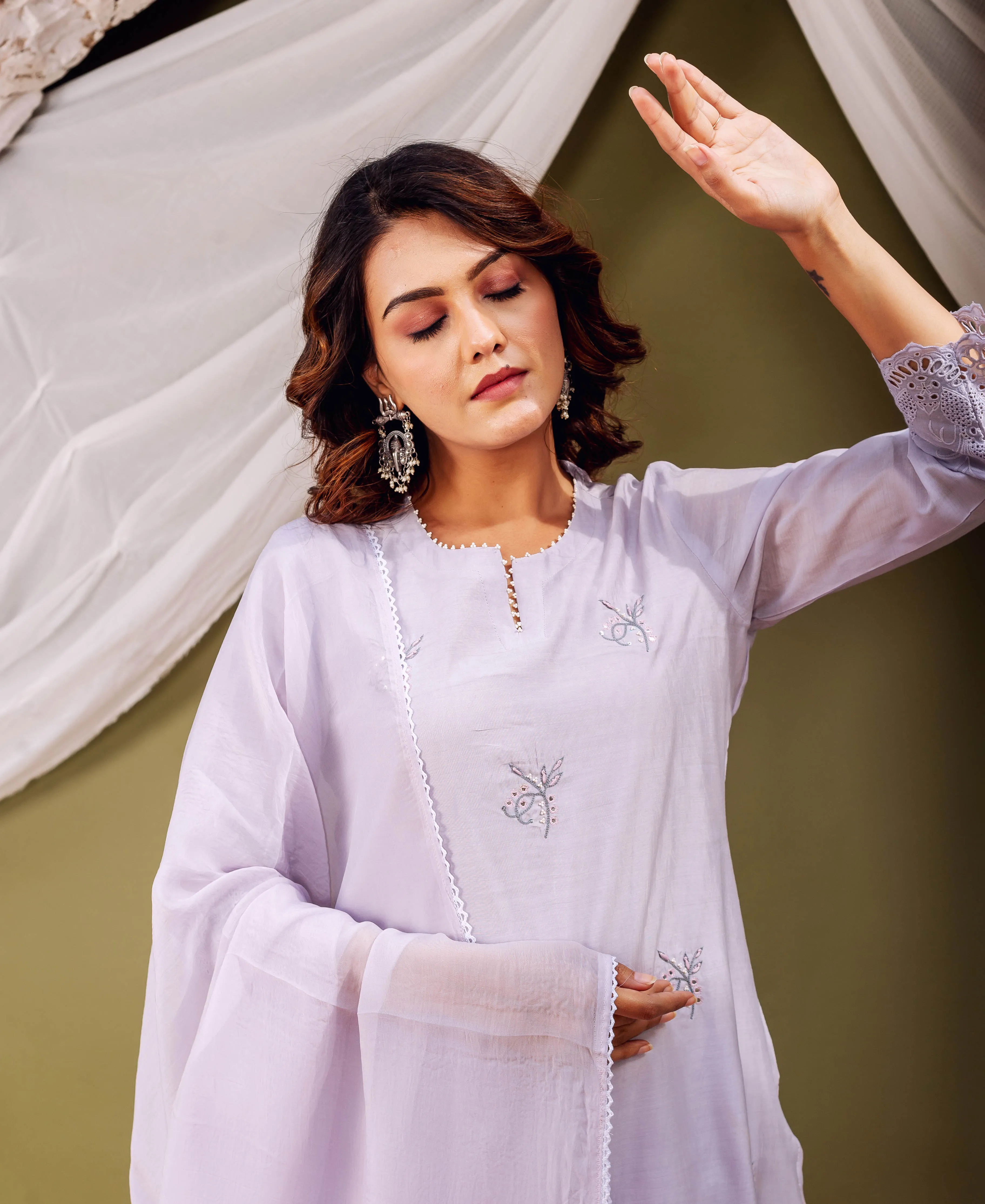 Lavender Chanderi Silk Essence Kurta