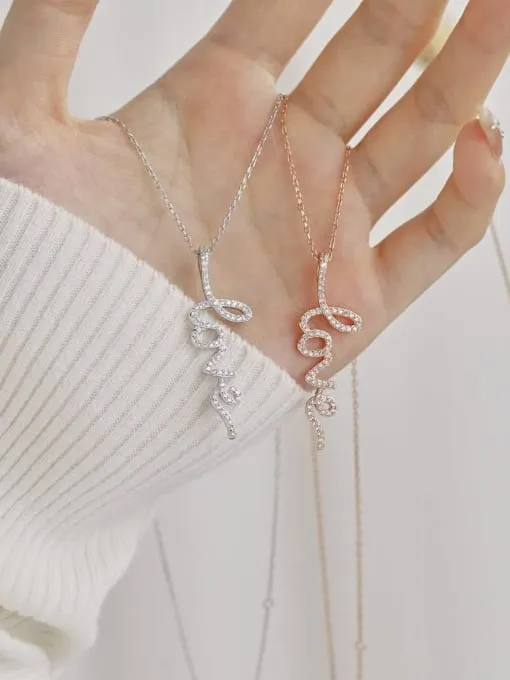 Love Necklace 925 Sterling Silver Vertical Luxury Love in Cursive Dianty Statement Necklace