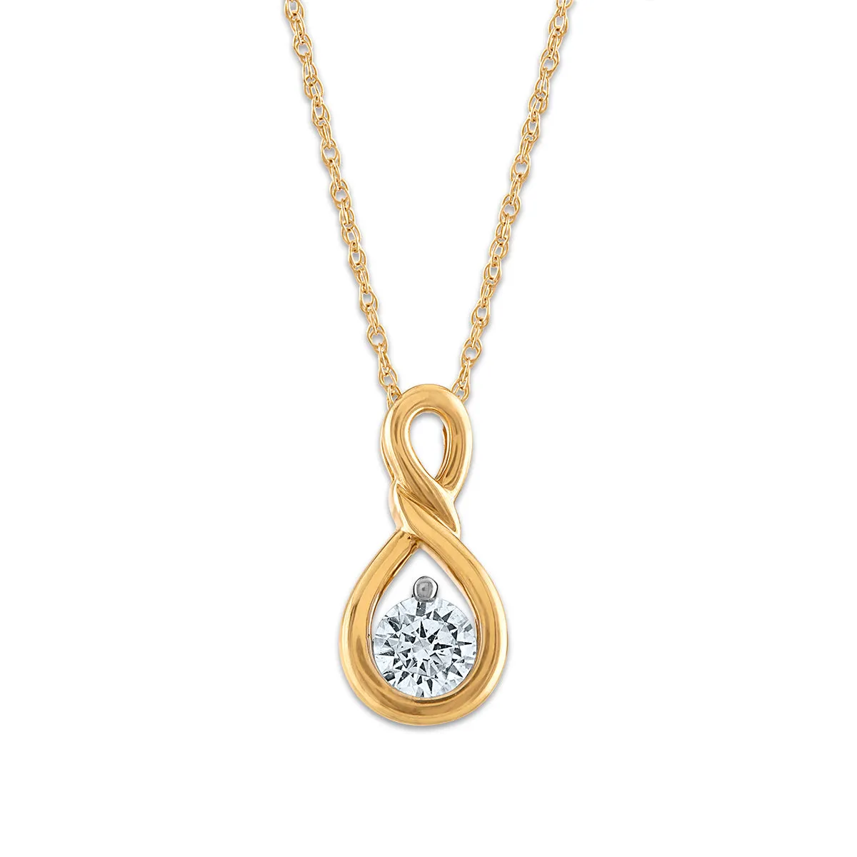 LoveSong EcoLove 1/4 CTW Lab Grown Diamond Infinity 18-inch Pendant in 10KT Yellow Gold