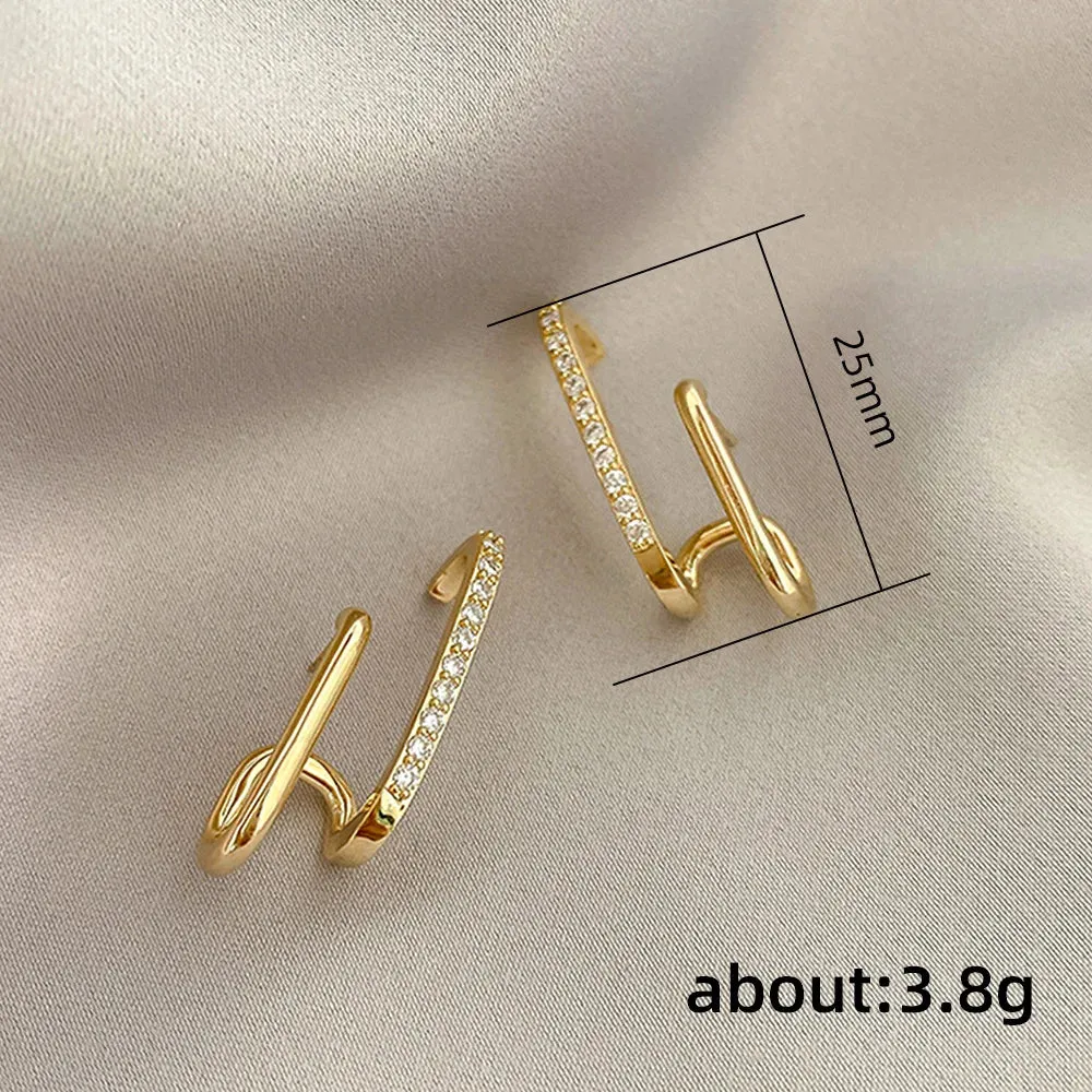 Luxury Crystal U-Shaped Gold Vintage Earrings