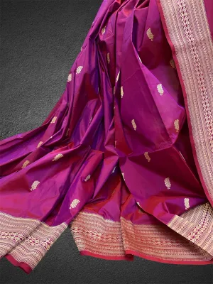 Magenta Pure Silk Traditional Banarasi Saree with Kadhwa Butis