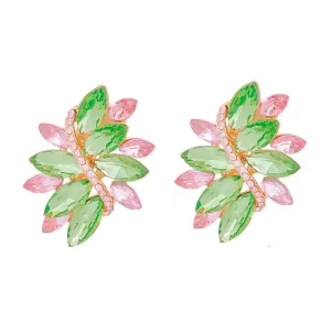 Marquise Studs: Fashionable Soft Pink-Green Earrings for Elegant Style