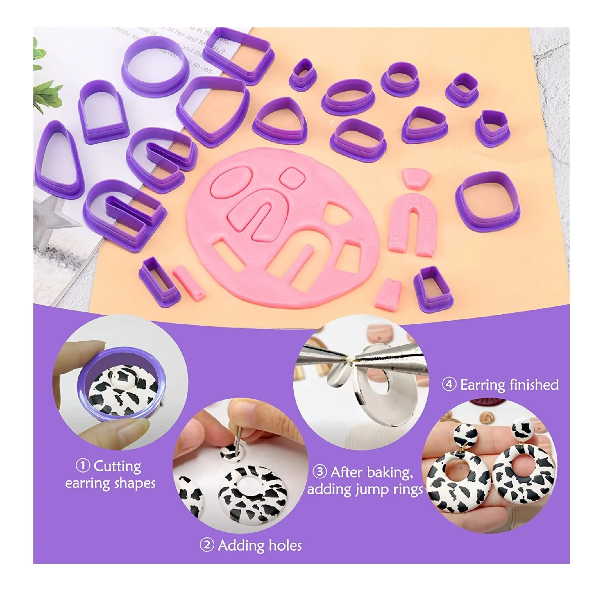 Mity Rain | Polymer Clay Cutters | 18 Pieces Different Shape Plastic Clay Earring Cutters