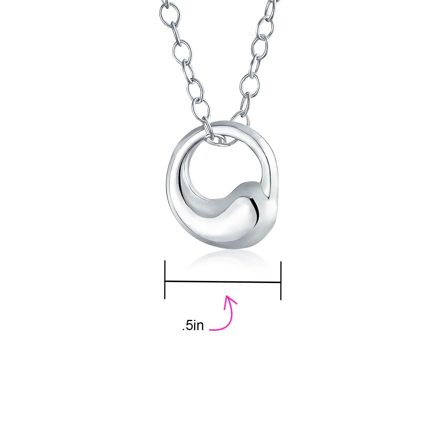 Modern Swirl Geometric Karama Circle Pendant Necklace in Sterling Silver