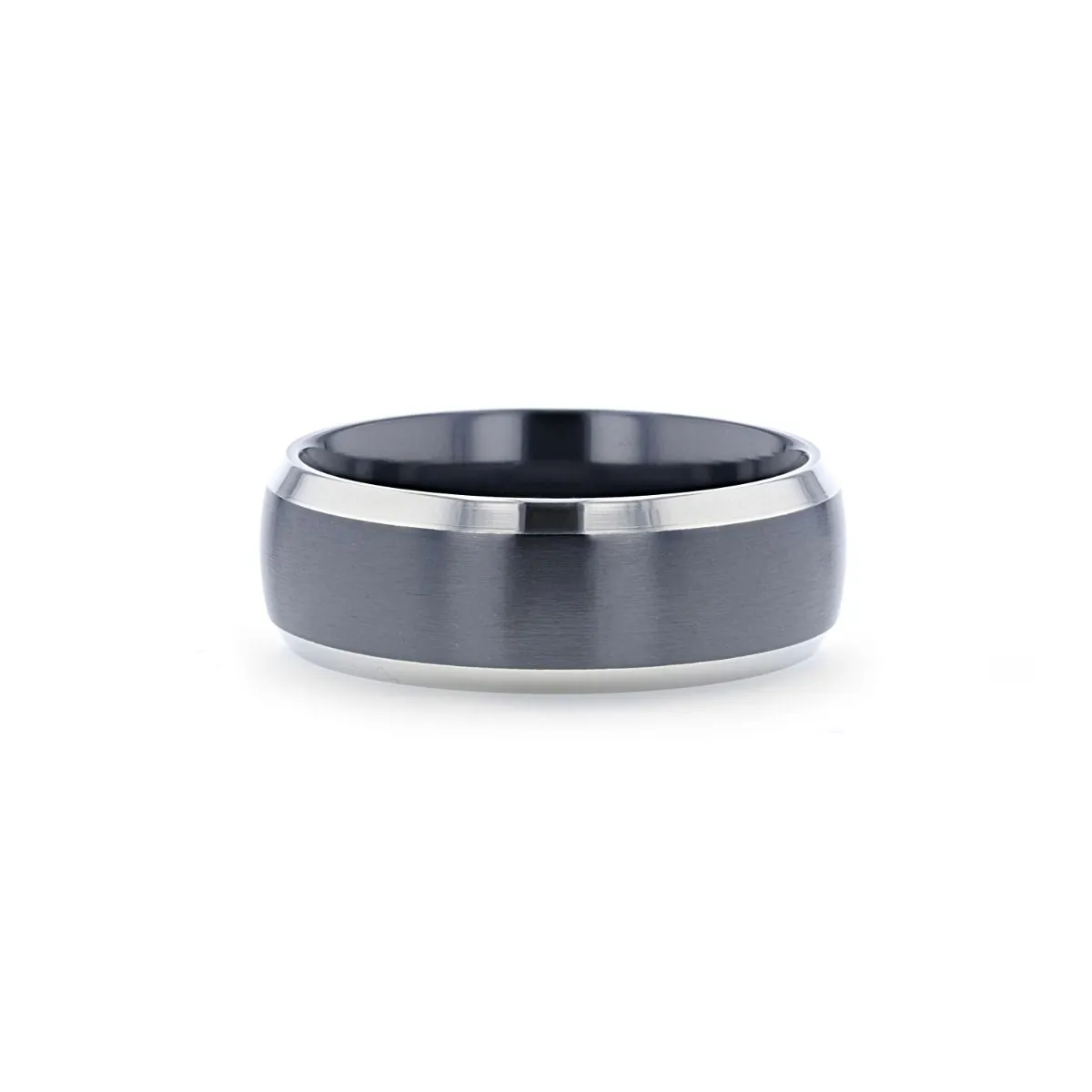 NOLAN | Black Titanium Ring Domed Polished