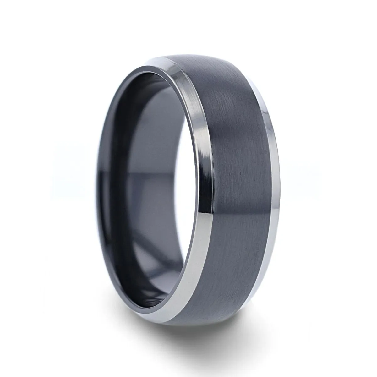 NOLAN | Black Titanium Ring Domed Polished