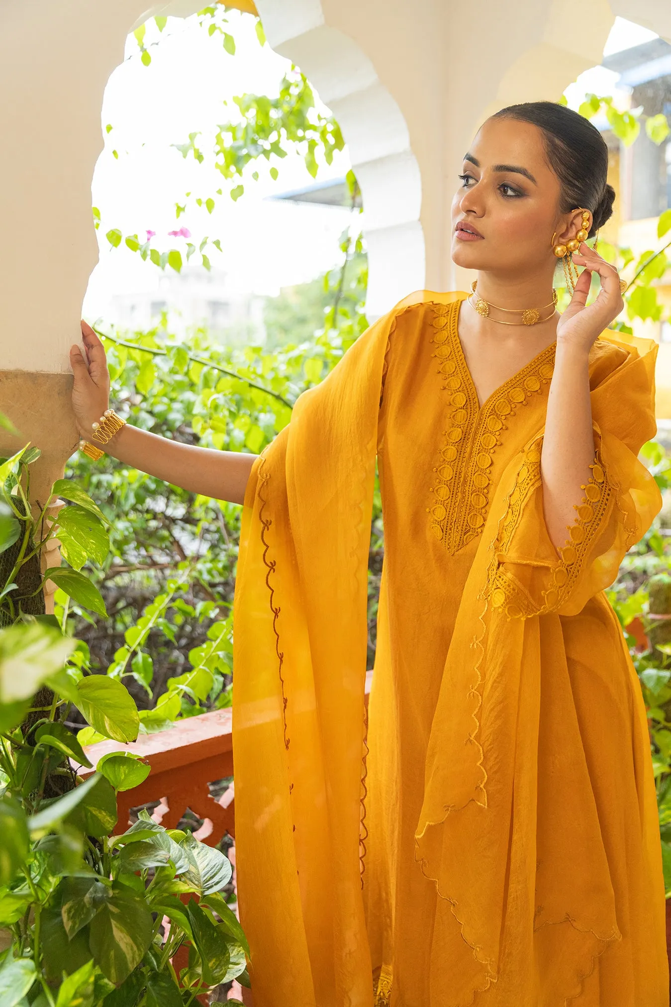 Organza Suit Set in Mustard