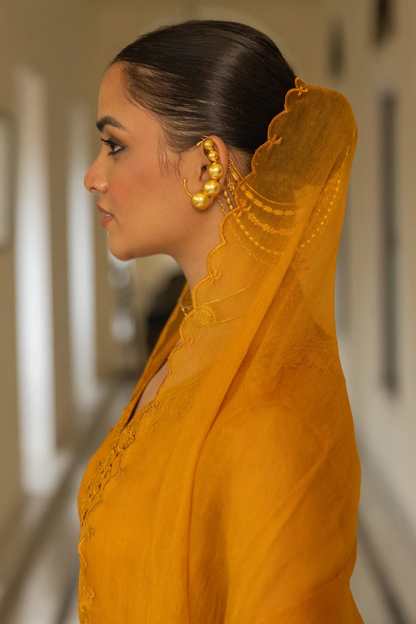 Organza Suit Set in Mustard