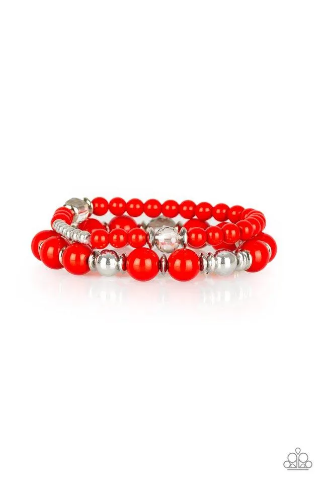 Paparazzi Bracelet ~ Colorful Collisions - Red