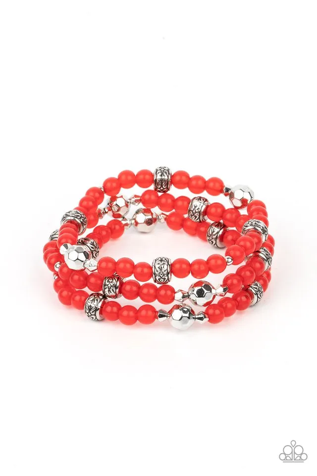 Paparazzi Bracelet ~ Here to STAYCATION - Red