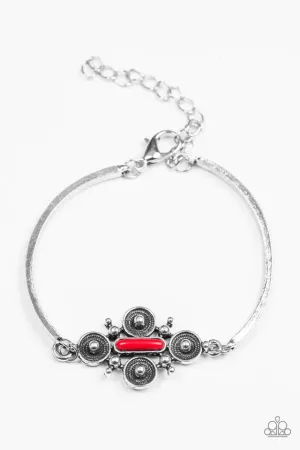 Paparazzi Bracelet ~ Mesa Flower - Red