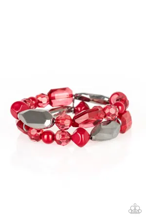 Paparazzi Bracelet ~ Rockin Rock Candy - Red