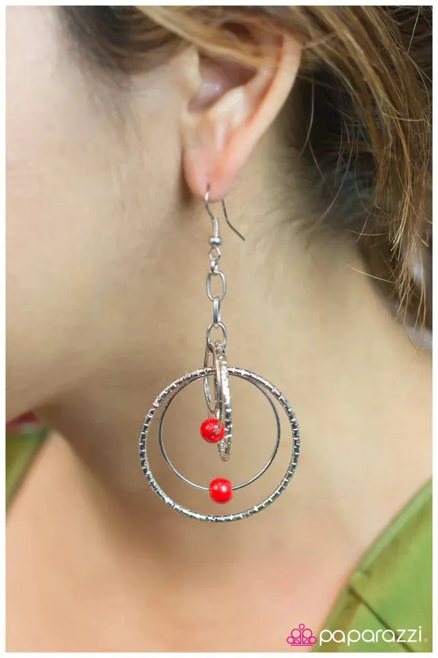 Paparazzi Earring ~ In Your Atmosphere - Red