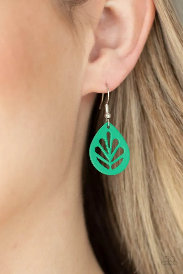 Paparazzi Earring ~ LEAF Yourself Wide Open - Green