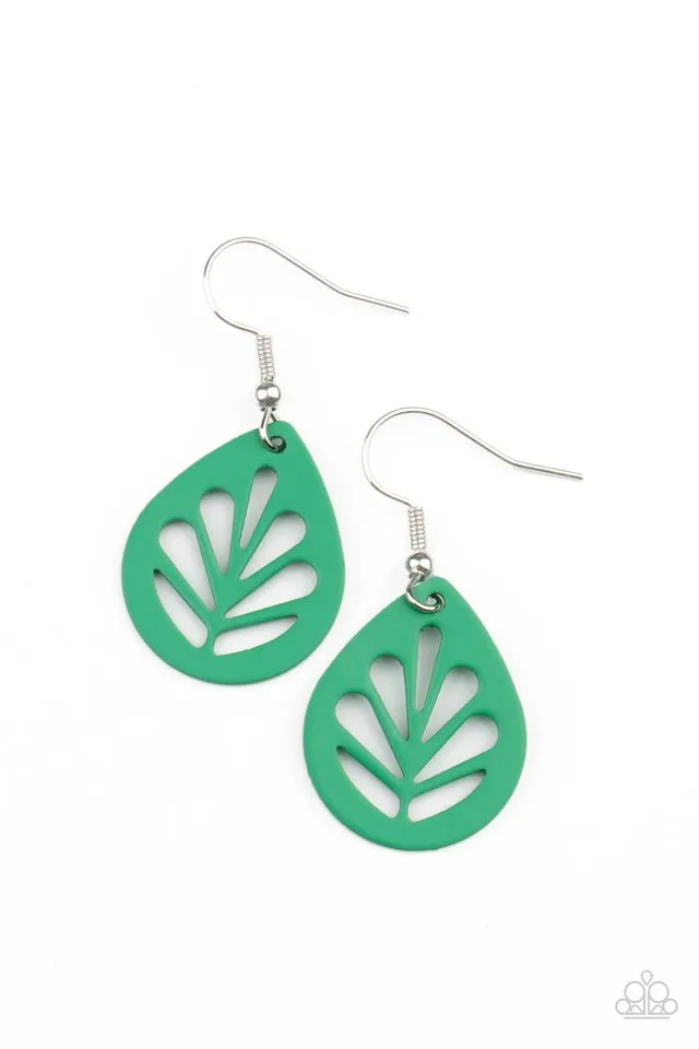 Paparazzi Earring ~ LEAF Yourself Wide Open - Green