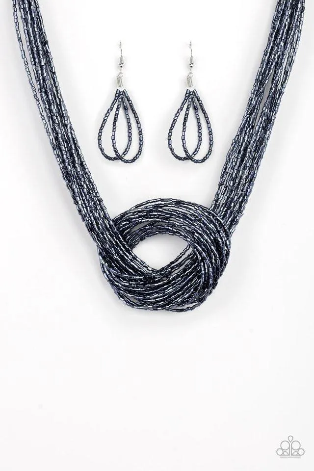 Paparazzi Necklace ~ Knotted Knockout - Blue