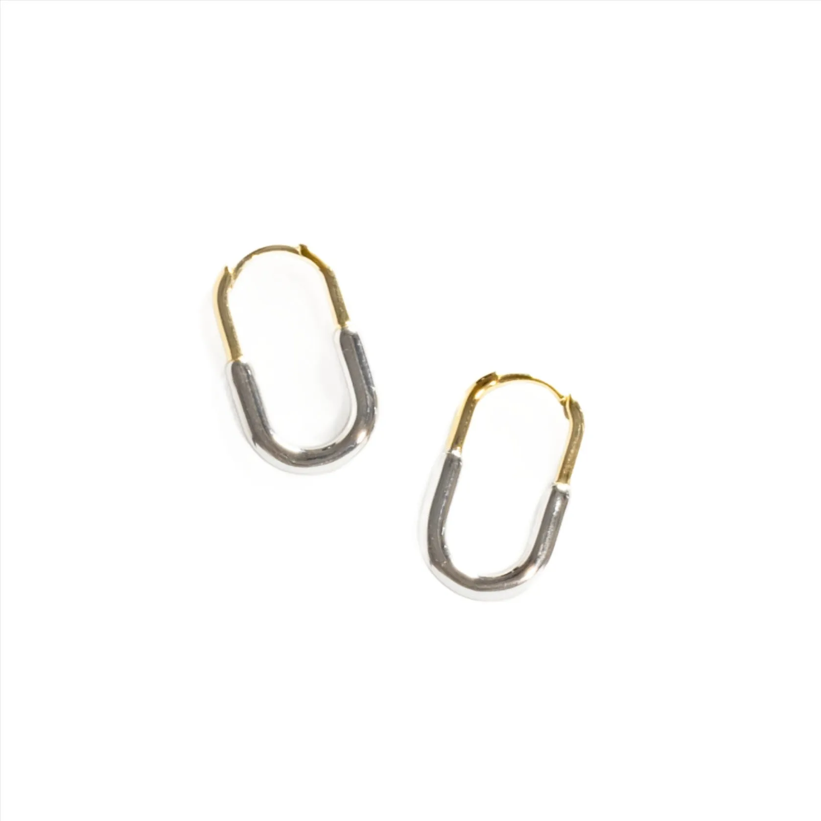 Paperclip Mixed Metal Drop Earrings