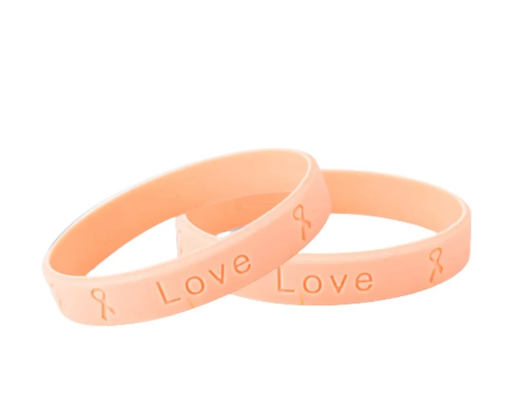 Peach Ribbon Silicone Bracelets (Child Size)