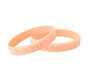 Peach Ribbon Silicone Bracelets (Child Size)