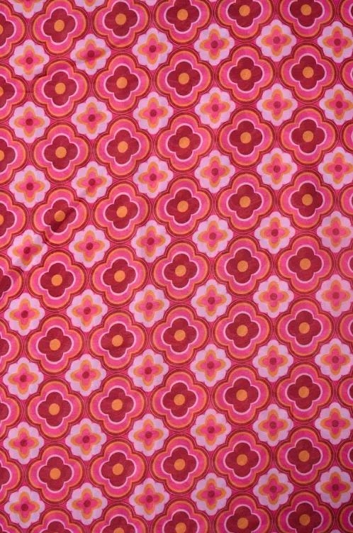 Pink Mustard Color Geometric Pattern Printed Georgette Fabric