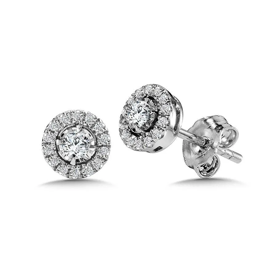 ROUND DIAMOND STAR, HEAVENLY HALO EARRINGS