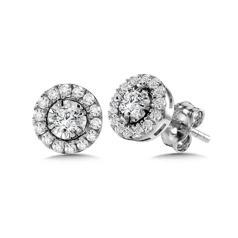 ROUND DIAMOND STAR, HEAVENLY HALO EARRINGS