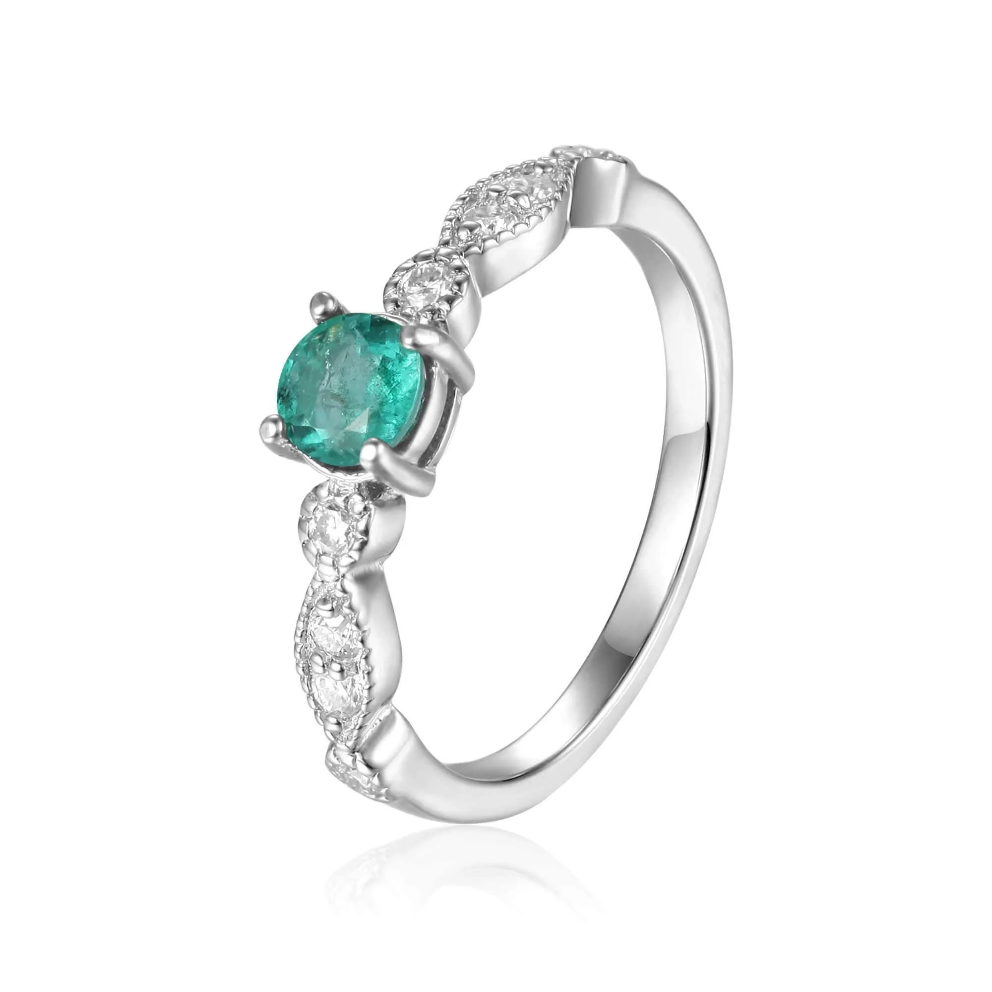 Round Emerald Solitaire Ring