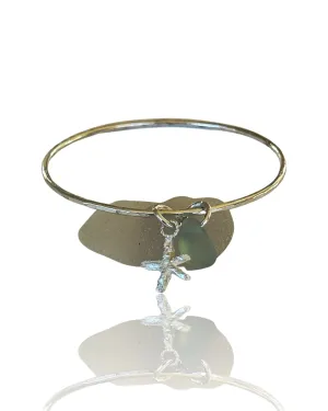 Sea Glass And Starfish Charm Bangle