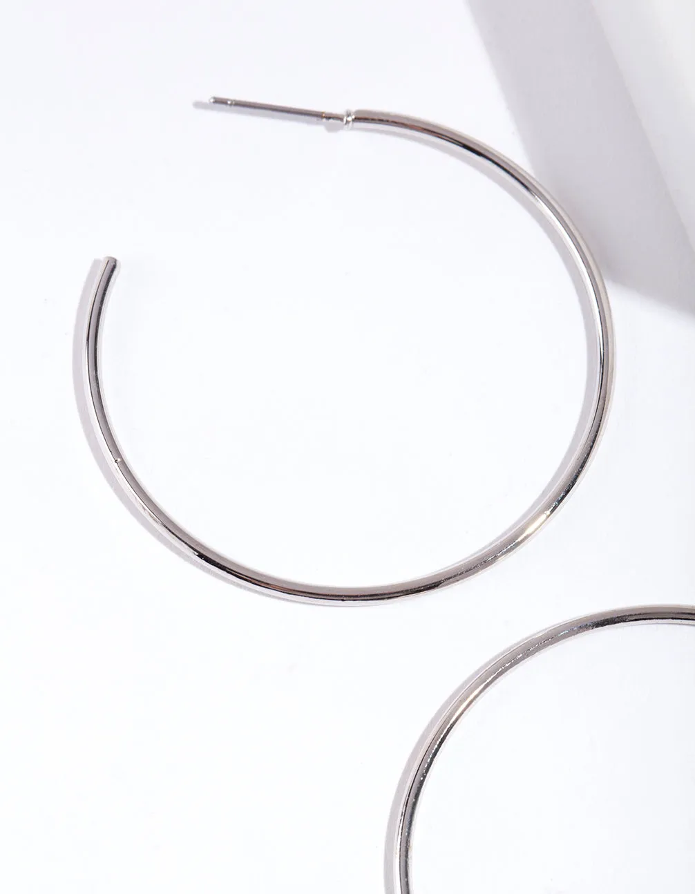 Silver 40mm Round Hoop Earrings