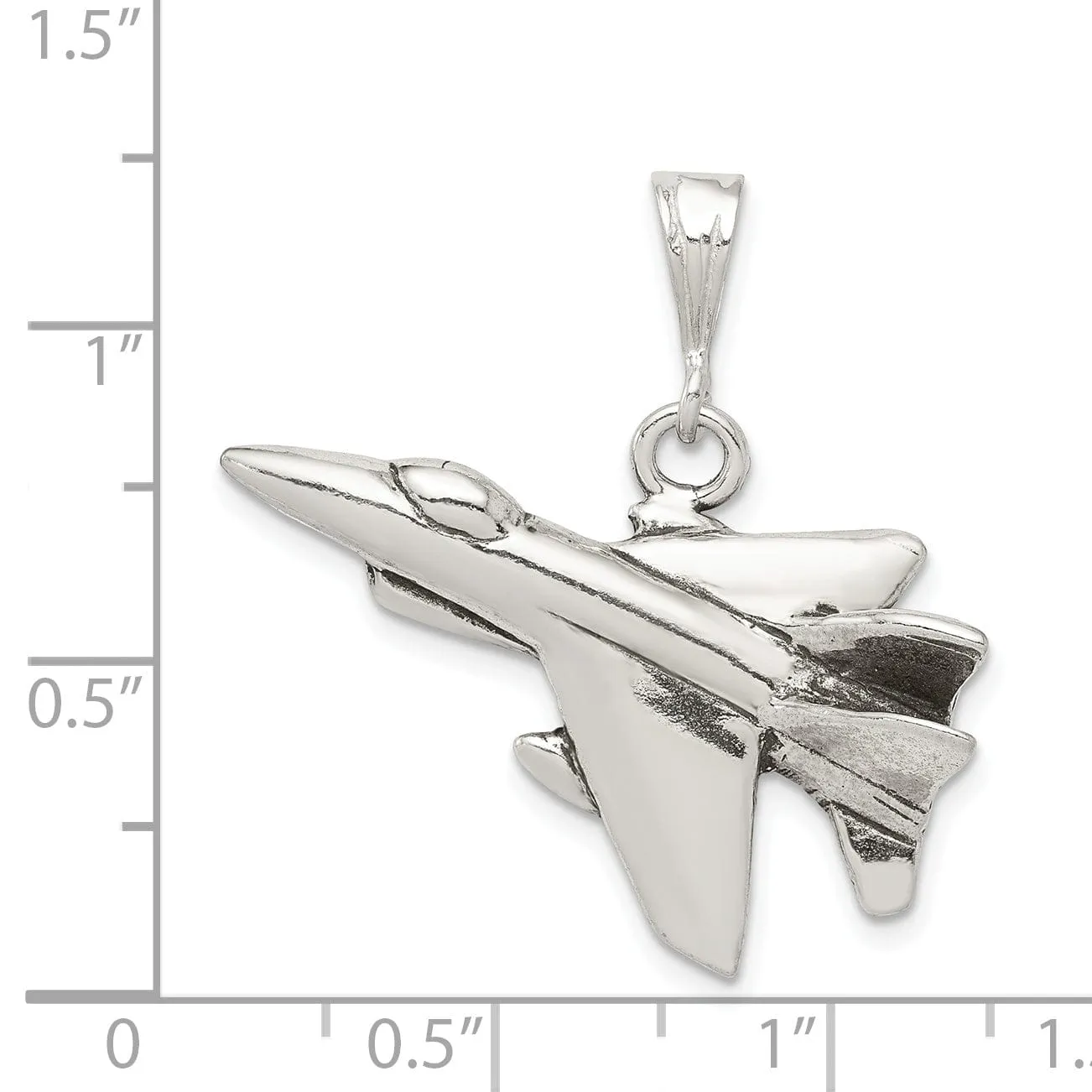 Silver Antiqued 3-D Angled Jet Fighter Charm